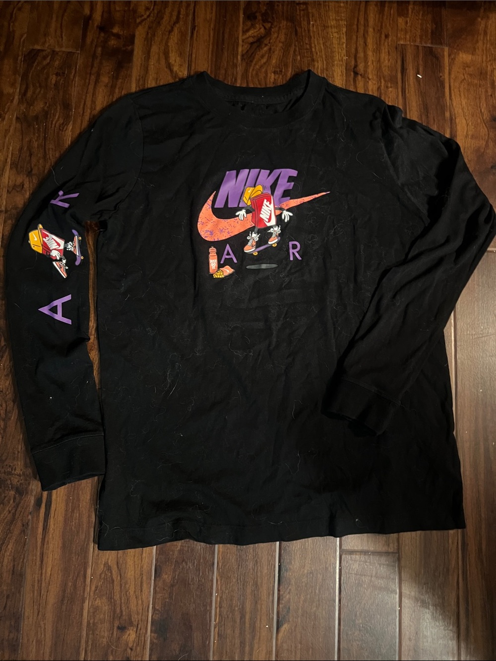 Nike Black Long-Sleeve Tee with Purple and Orange Logo